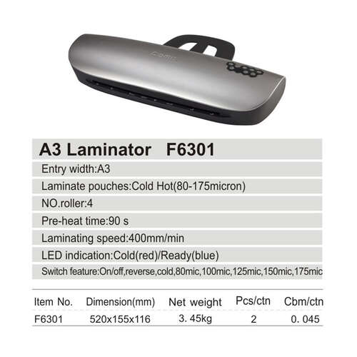 Ламинатор COMIX F6301 А3, 4 вала, 80-175 мкм, 40 см/мин.-0
