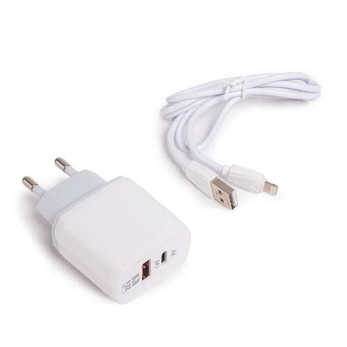 Универсальное зарядное устройство LDNIO A2421C 22.5W USB/USB Lightning, Белый-0