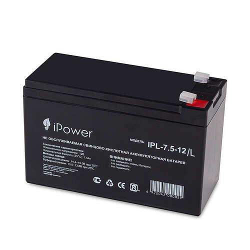 Аккумуляторная батарея IPower IPL-7.5-12/L 12В 7.5 Ач-0
