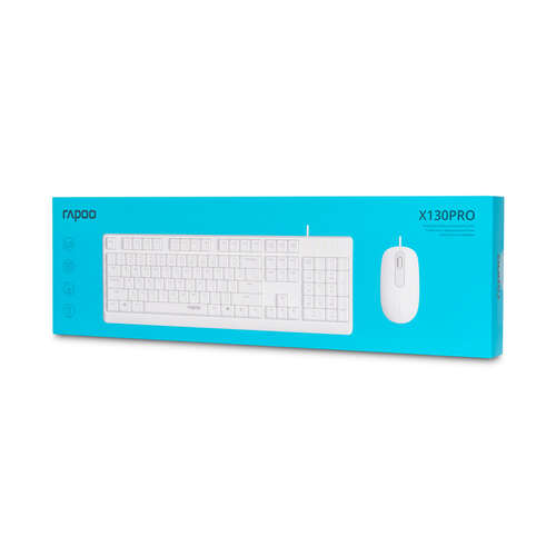 Комплект Клавиатура + Мышь Rapoo X130PRO White-0