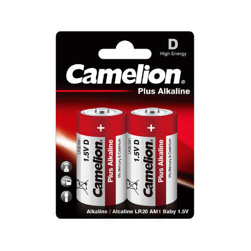 Батарейка CAMELION Plus Alkaline LR20-BP2 2 шт. в блистере-0