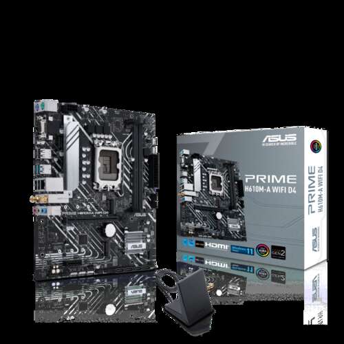 Сист.плата ASUS PRIME H610M-A WIFI D4, Z610, 1700, 2xDIMM DDR4, PCI-E x16, PCI-Ex1, M.2, D-SUB, SATA, DP, HDMI, BOX