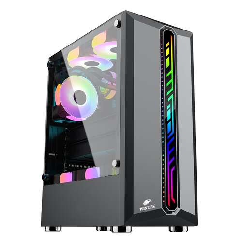 Корпус Wintek Blade D526 TG, ATX/Micro ATX, USB 1*3.0/2*2.0, HD+Mic, 0,5mm, 1*12cm DR Rainbow fan-0