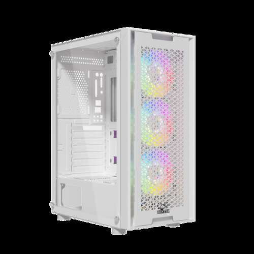 Корпус Wintek Andromeda PRO E306M-W TG, ATX/Micro ATX, USB 2*3.0/1*2.0, 0,5mm, 3*12cm RGB fan, White-0