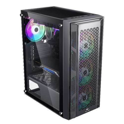 Корпус Wintek Universe F07T B TG, ATX/Micro ATX, USB 1*3.0/2*2.0, HD-Audio+Mic, 4*12cm ARGB fan, чер