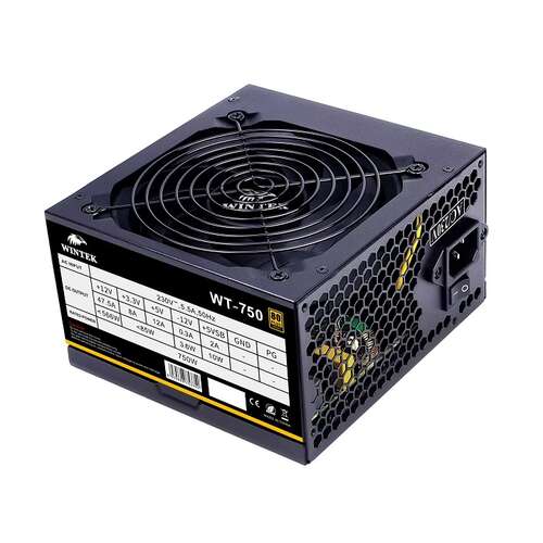 Блок питания Wintek WT-750, 750W, APFC, 20+4, 1*P8 (4+4), 2*P6+2, 6*SATA, 4*MOLEX, 80+ Bronze, black