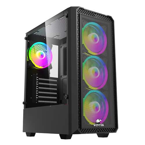 Корпус Wintek LC Musson 8020-B TG, ATX/Micro ATX, USB 1*3.0/2*2.0, HD+Mic, 0,45mm, 4*12cm RGB fan-0