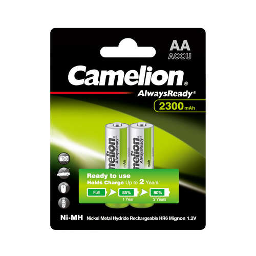 Аккумулятор CAMELION AlwaysReady Rechargeable Ni-MH NH-AA2300ARBP2 2 шт. в блистере-0