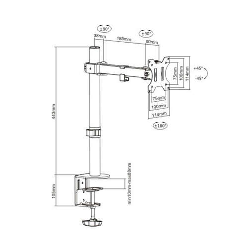 Настольный кронштейн Brateck LDT12-C011 для 1 монитора (13"-32")