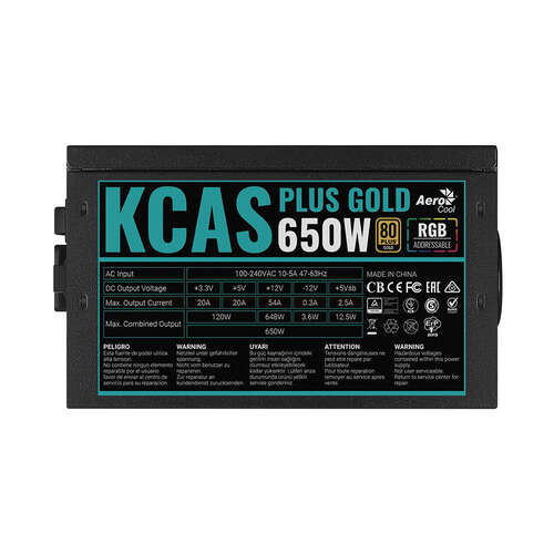 Блок питания Aerocool KCAS PLUS GOLD 650W RGB-0