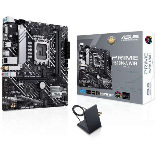 Сист.плата ASUS PRIME H610M-A WIFI, H610, 1700, 2xDIMM DDR5, PCI-E x16, PCI-Ex1, M.2, D-SUB, SATA, DP, HDMI, BOX-0