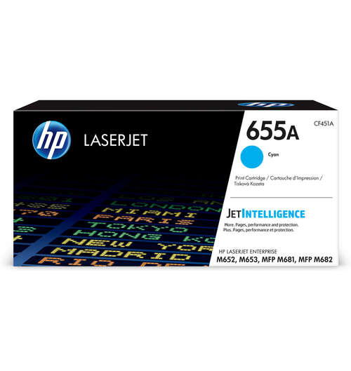 Картридж лазерный HP CF451A LaserJet 655A, оригинальный, голубой-0