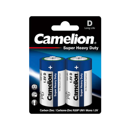 Батарейка CAMELION Super Heavy Duty R20P-BP2B 2 шт. в блистере