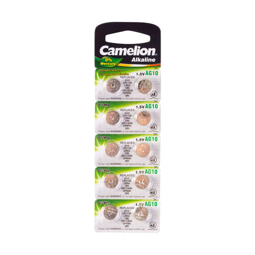 Батарейка CAMELION Alkaline AG10-BP10(0%Hg) 10 шт. в блистере-0