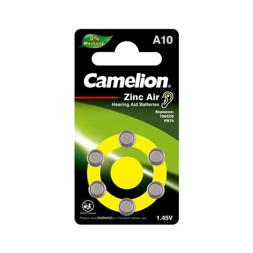 Батарейка CAMELION Zinc Air A10-BP6(0%Hg) 6 шт. в блистере-0