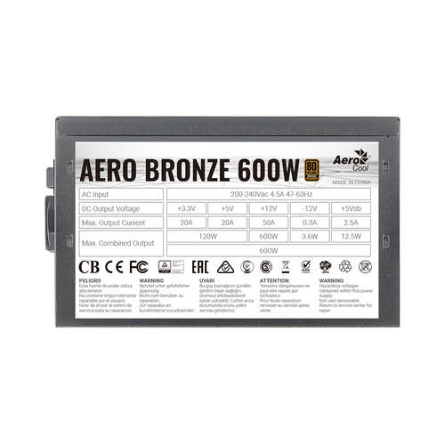 Блок питания Aerocool AERO BRONZE 600W-0