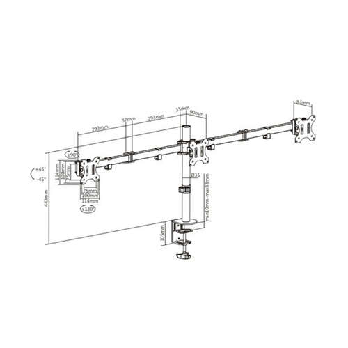 Настольный кронштейн Brateck LDT12-C034N для 3-х мониторов (13"-27")