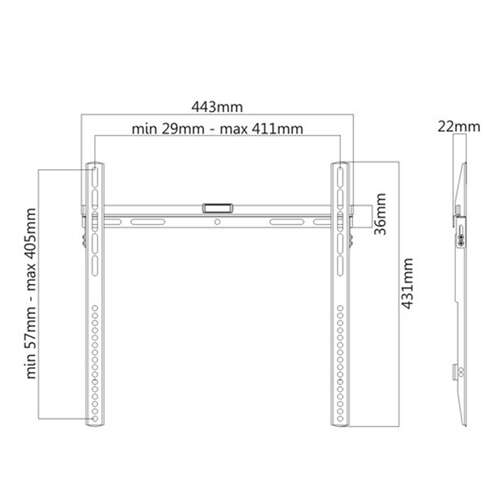 Кронштейн Brateck LP43-44 для ТВ и мониторов, 32"-55"