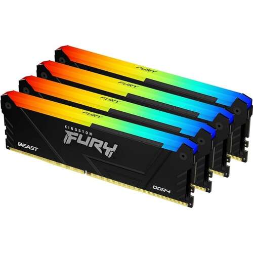 ОЗУ Kingston FURY Beast RGB 128Гб (32x4, )DIMM DDR4, 3600MT/s, CL18, 1.35В, KF436C18BB2AK4/128-0