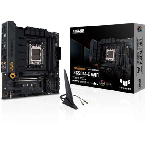 Сист.плата ASUS TUF GAMING B650M-E WIFI, B650, AM5, 4xDIMM DDR5, PCI-E x16, 2xPCI-Ex1, 2xM.2, 4xSATA, 2xDP, Wi-Fi 6, BOX-0