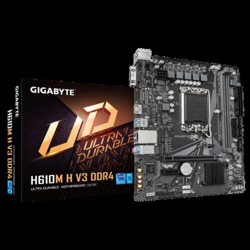 Сист.плата Gigabyte H610M H V3 DDR4 1.0, H610, 1700, 2xDDR4, PCI-Ex16, PCI-Ex1, M.2, 4xSATA, D-Sub, HDMI, BOX