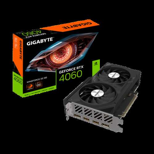 Видеокарта Gigabyte GeForce RTX 4060 WINDFORCE OC 8G, GDDR6, 128Bit Interface, 3072 Cuda Cores, HDMI, DP, BOX