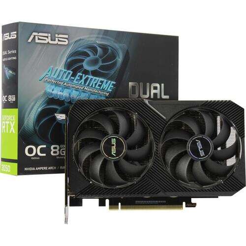 Видеокарта ASUS Dual GeForce RTX™ 3050 V2 OC Edition 8GB GDDR6, 128bit, 2560 CUDA Core, DVI-D, HDMI, DP, BOX