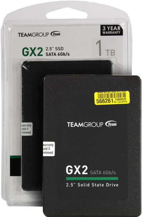 SSD-накопитель Team Group GX2 1TB, 2.5", 7mm, SATA-III 6Gb/s, T253X2001T0C101