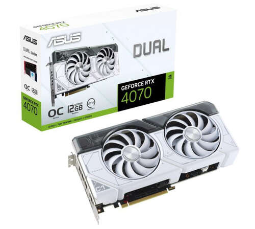 Видеокарта ASUS DUAL-RTX4070-O12G WHITE, 12Gb GDDR6X, 192 bit, 3xDP, 1xHDMI, WHITE BOX