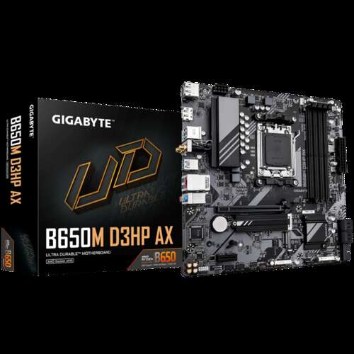 Сист.плата Gigabyte B650M D3HP AX 1.0, B650, AM5, 4xDIMM DDR5, PCI-E x16, PCI-E x1, M.2, 4xSATA, HDMI, 2xDP, WIFI6E, BOX