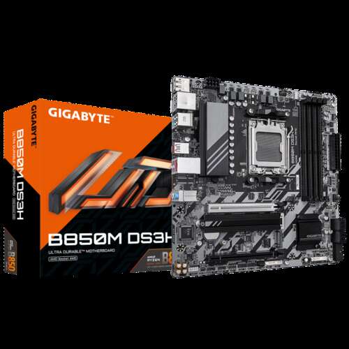 Сист.плата Gigabyte B850M DS3H 1.0, B850, AM5, 4xDDR5, 2xPCI-E x16, M2, SATA, 2xDP, HDMI, BOX