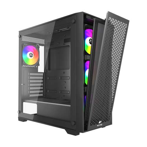 Корпус Wintek Andromeda MAX P193-M-B TG, ATX, USB 2*3.0/1*2.0, HD+Mic, 0,5mm, 4*12cm ARGB (контроллер + пульт д/у в комплекте), Black